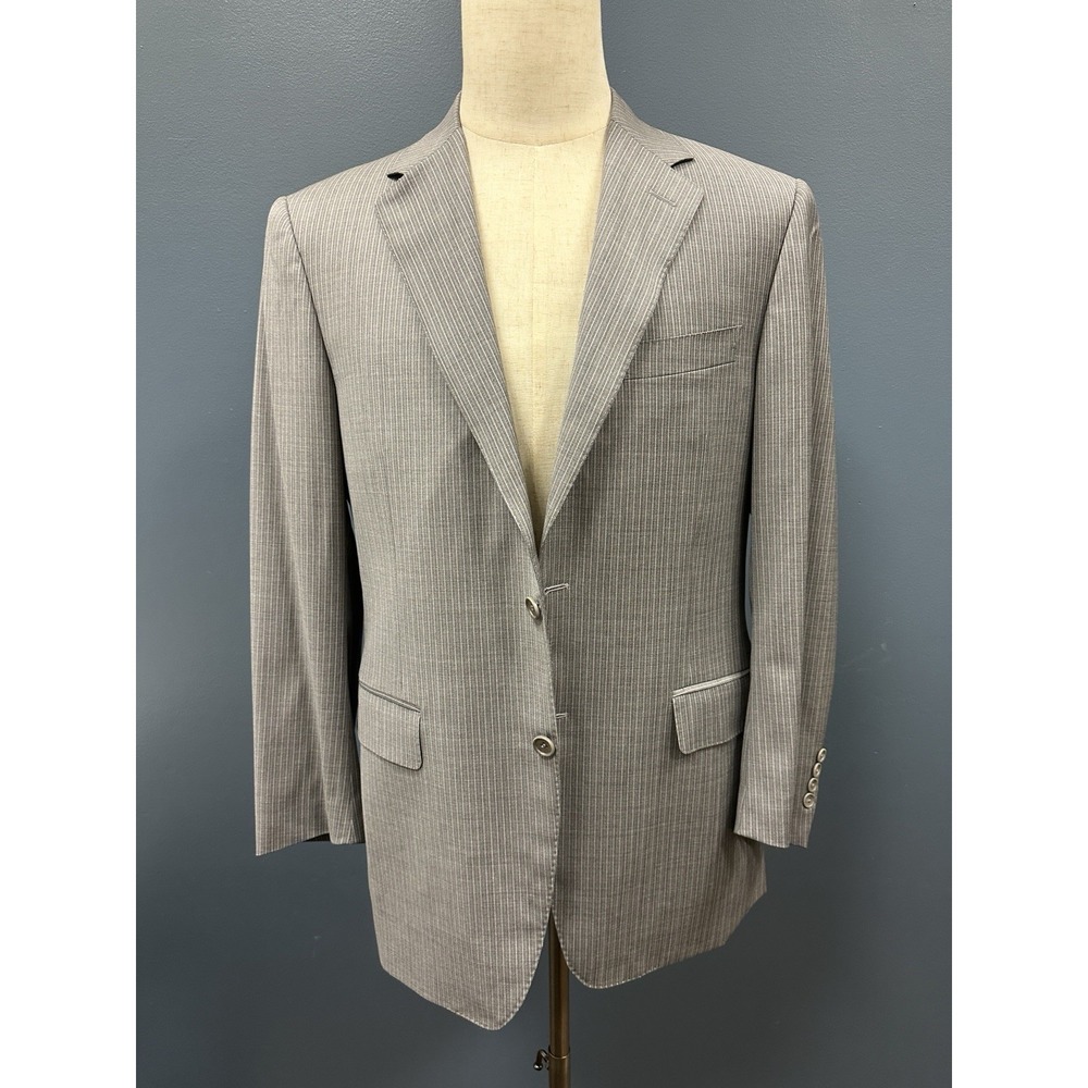 Canali Men's 40R Gray Pinstripe Blazer Sport Coat 100%‎ Wool Italy